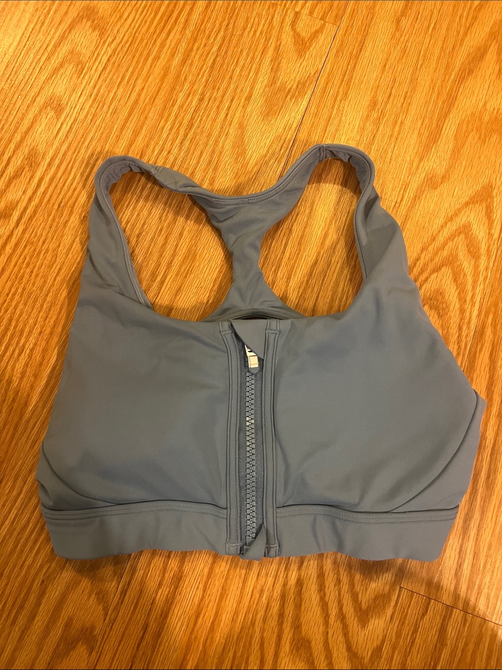 Front-Zip Racerback Sports Bra - Gray